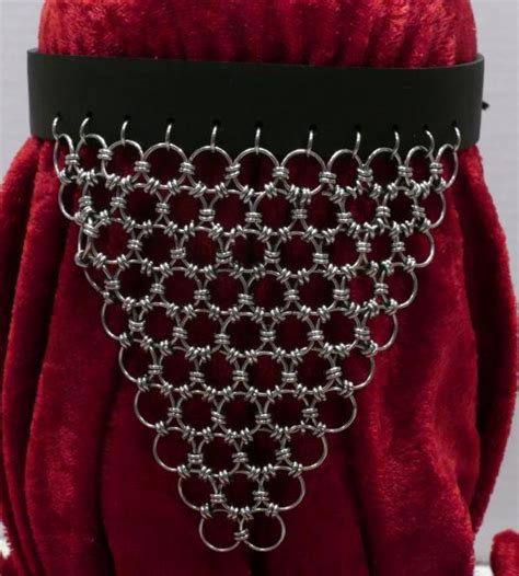 leather and stainless steel chainmaille choker eventeny