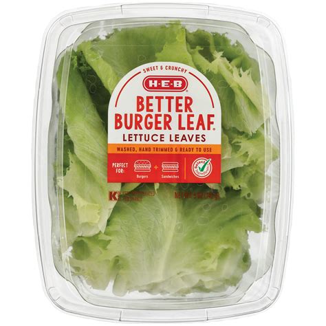 H E B Fresh Burger Leaf Lettuce Leaves Shop Lettuce And Leafy Greens At