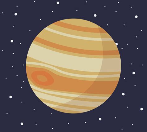 Cartoon Solar System Planet In Flat Style Jupiter Planet On Dark Space