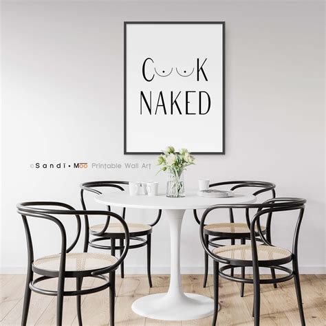 Cook Naked Print Kitchen Printable Wall Art Póster de cocina Boobie Imprimible Tipografía de