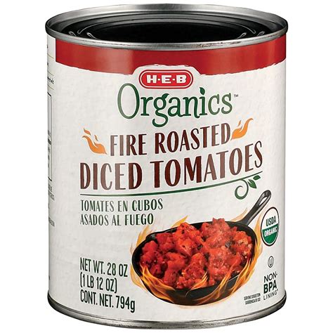 H E B Organics Fire Roasted Diced Tomatoes Shop Canned And Dried Food