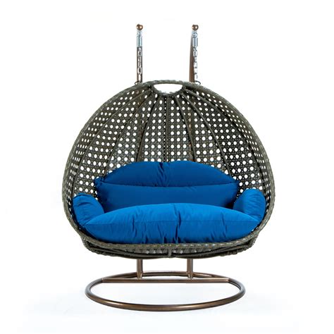 Retro blue egg pod chair swivel chair blue interior white shell. LeisureMod Beige Wicker Hanging 2 person Egg-Shaped Swing ...