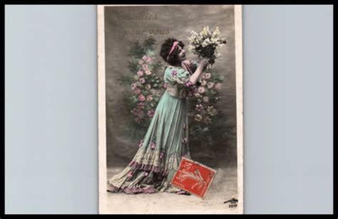 1910 french risque postcard photo voluptuous hand tinted fernande jean agelou ebay