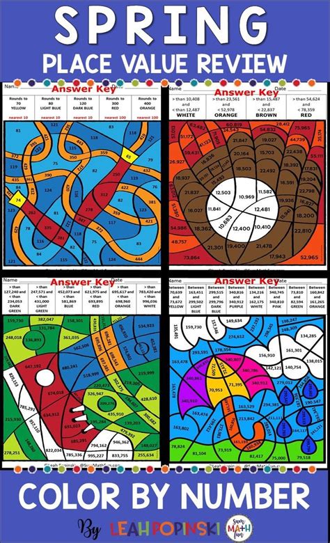 Place Value Coloring Pages For Rounding And Comparing Numbers Color By