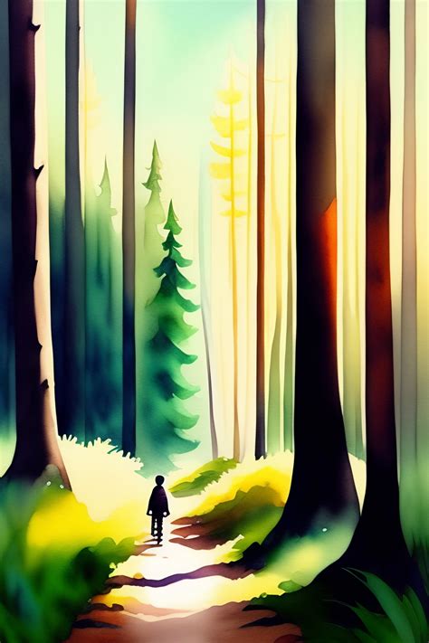Lexica Boy Walking Alone In Th Forest Illustration Watercolor The