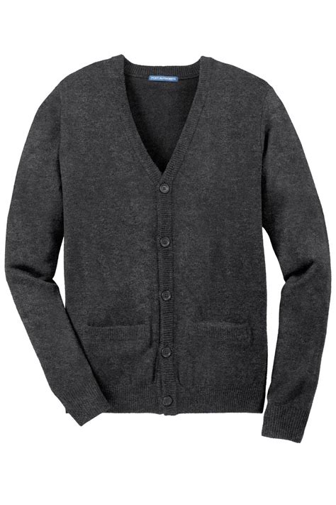 Port Authority Mens Value V Neck Button Down Cardigan Sweater With