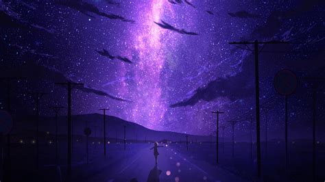 Starry Stars Night Sky Anime K F Wallpaper Pc Desktop