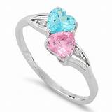 Sterling Silver Pink Cubic Zirconia Heart Ring