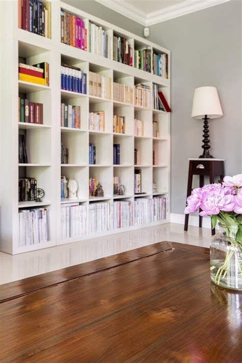 White Bookcase At Home Library Stock Photo Image Of Modern Book