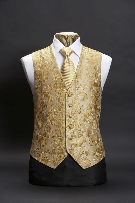 Gold Silk Embroidered Waistcoat With Large Gold Damask Embroidery