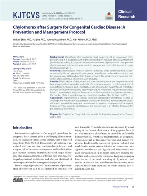 Pdf Chylothorax After Surgery For Congenital Cardiac Disease A
