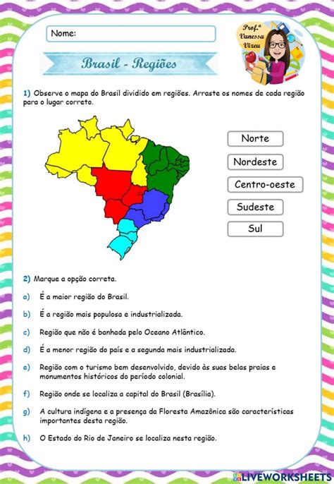 Regiões Do Brasil Online Worksheet For 5º Ano You Can Do The Exercises