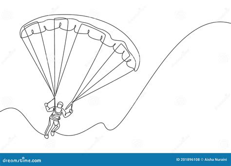 One Continuous Line Drawing Of Young Bravery Man Flying In The Sky