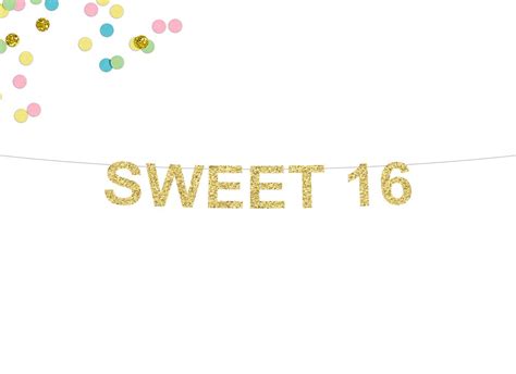 Sweet 16 Glitter Banner Birthday Banner 16th Birthday Etsy