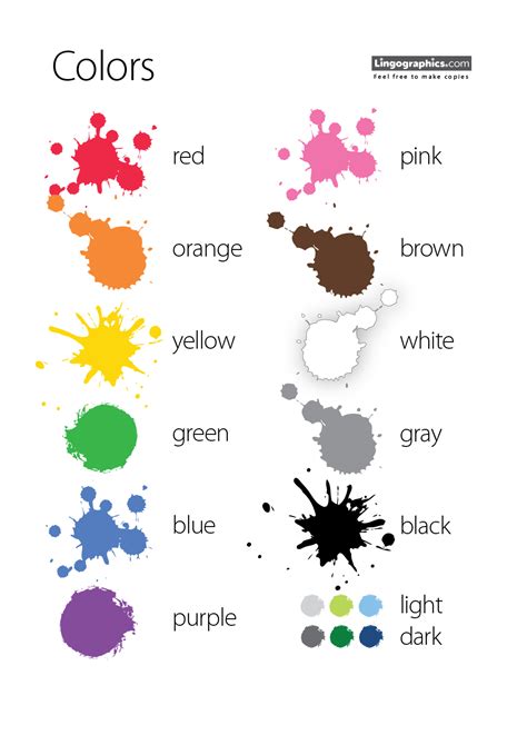 Basic Colors In English Armes