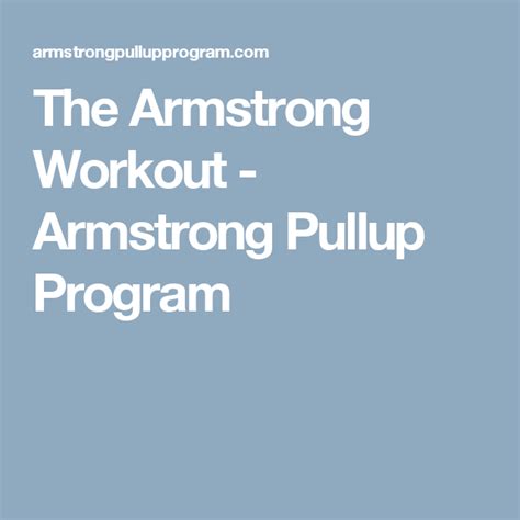 The Armstrong Workout Armstrong Pullup Program Workout Pull Ups