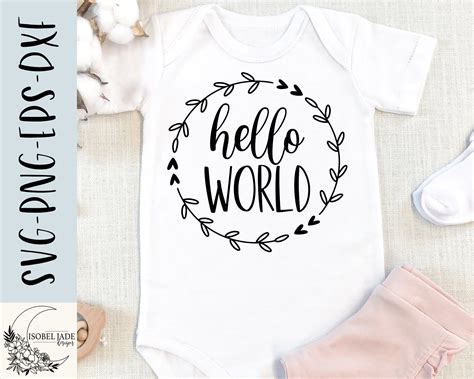 Hello World Svg Baby Announcement Svg Newborn Svg Wreath Etsy Uk