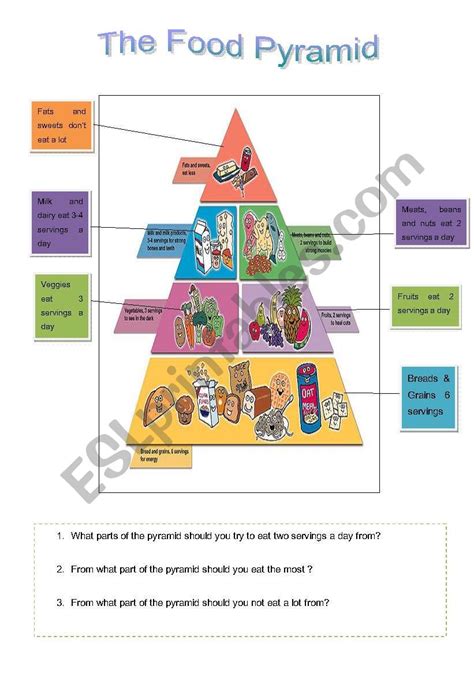 Worksheets Food Pyramid For Adults