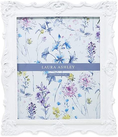 Laura Ashley 8x10 White Ornate Textured Hand Crafted Resin