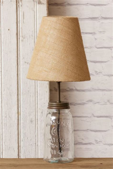 Clear Mason Jar Table Lamp With Burlap Shade The Weed Patch