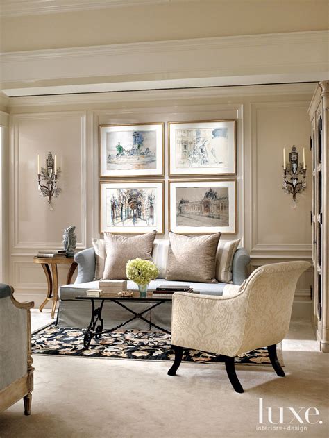 Traditional Neutral Sitting Area With Antique French Table Luxe