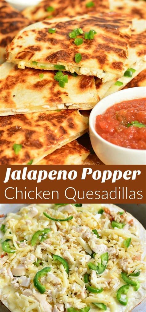 Lightly breaded and crisp on the outside, tender juicy chicken in the middle, and dipped in your favorite marinara sauce. Jalapeno Popper Chicken Quesadillas are easily made with ...