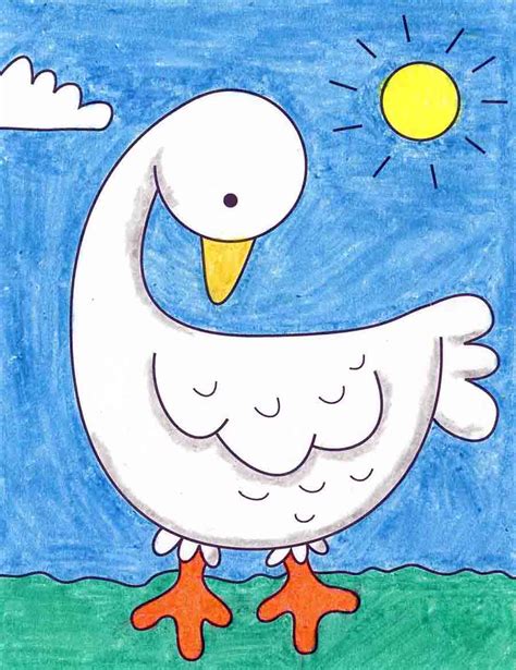 straightforward easy methods to draw a goose tutorial and goose coloring web page artshow24