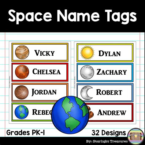 Elementary Grades Primary Grades Desk Name Tags Space Names Social