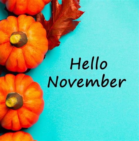 Autumnal Background Text Hello November Stock Image Image Of Fall