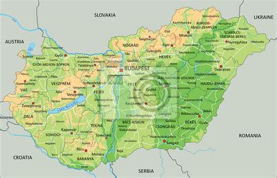 Cartina dell'europa centro orientale (germania, polonia, ungheria, romania, ecc). Mappa ad alta dettagliata ungheria fisico con ...