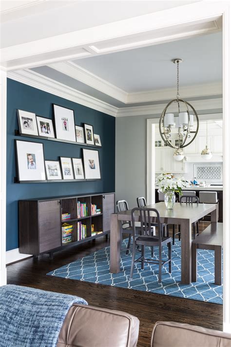 Mclean Ii Breakfast Room With Custom Table And Deep Blue Accent Wall