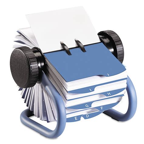 Rolodex Colored Open Rotary Business Card File With 24 Guides Blue