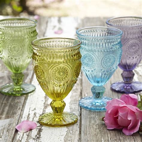 Vintage Style Goblets Colored Glassware Vintage Glassware Glassware