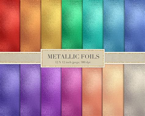 Colored Metallic Foil Rainbow Metallic Foil Digital Paper Etsy Uk