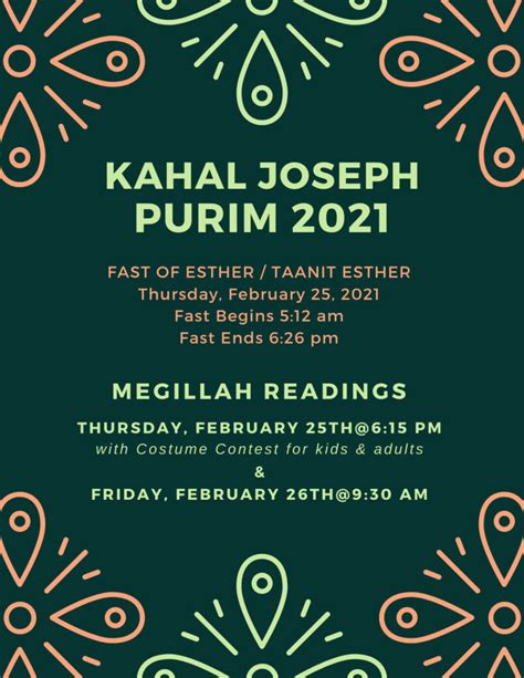 Kj Purim 2021 Kahal Joseph Congregation