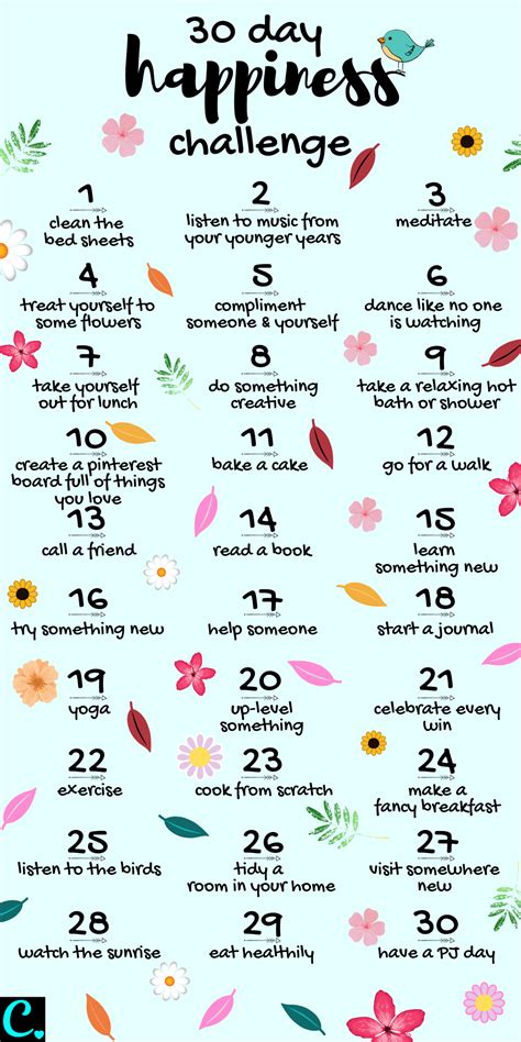 The Best Day Happiness Challenge You Need To Try Happiness Challenge Self Care Activities