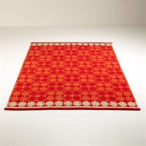 Ingrid Dessau Red Flat Weave Rug Sweden 1950s 167972