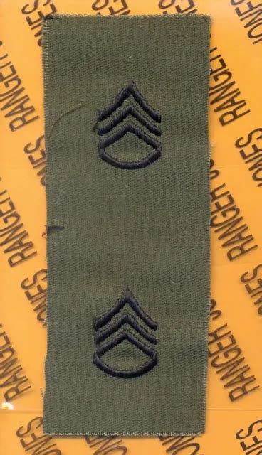 Us Army Enlisted Staff Sergeant Ssg E 6 Od Green And Black Rank Patch Set