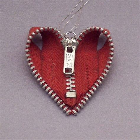 Zipper Heart Ornament Zipper Jewelry Zipper Crafts Heart Ornament