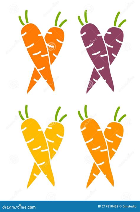 Vector Set Of Whole Carrots With Green Top Stock Vector Illustration