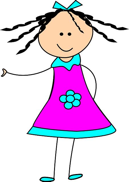 Jeune Fille Enfant Heureux Robe Stickman Art Clipart Arte On Line