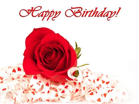 Happy Birthday Card With Red Rose Happy Birthday Cards Happy