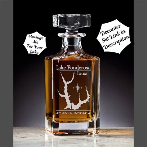 Lake Ponderosa Iowa Whiskey Decanter Personalized Barware Bourbon