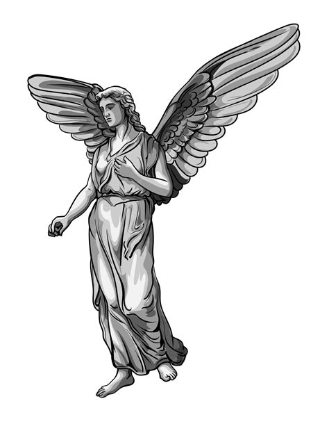 Premium Vector Standing Prying Praying Angel Sculpture With Wings