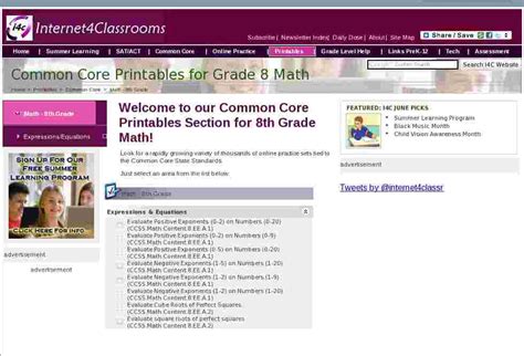 Math 8th Grade Common Core Printables Printable Worksheets At I4c