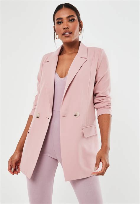 Pink Oversized Longline Blazer Missguided Womens Fashion Blazer Blazer Outfits Casual Long