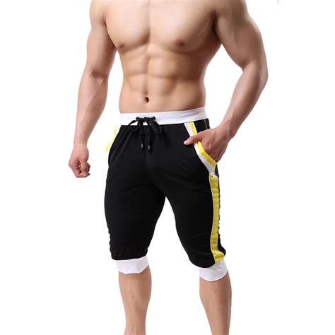 Summer Bodybuilding Short Fashion Patchwork Mens Thin Shorts Men With