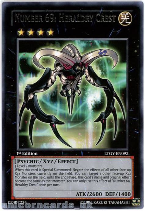 It now only counts the number of cards your opponent had when calculating the damage its effect yugioh (ygo) is a trading card game that was developed in japan several years ago, and has now. LTGY-EN092 Number 69: Heraldry Crest Rare 1st Edition Mint YuGiOh Card:: Unicorn Cards - The UK ...