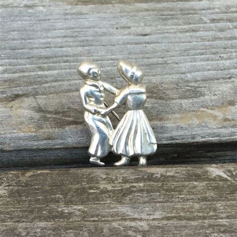 Lang Brooch Sterling Silver Square Dancing Couple Pin Etsy Square