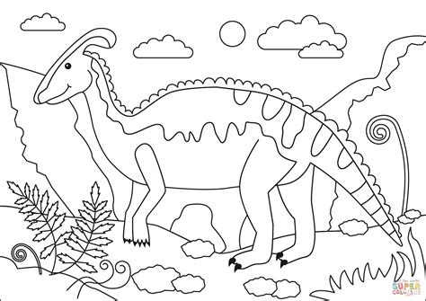 Parasaurolophus clipart black and white. Parasaurolophus Dinosaur coloring page | Free Printable ...